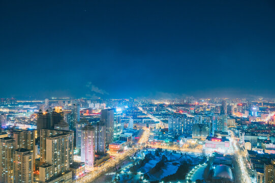 中国 黒竜江省 ハルビン 龍塔からの夜景 © 秋実 鶴谷