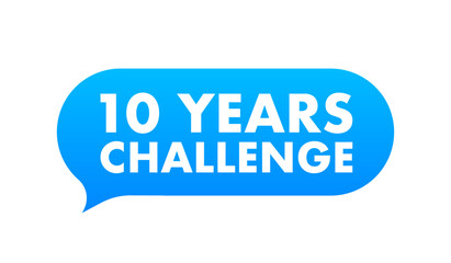 Blue Speech Bubble with 10 Years Challenge Text for Social Media Campaigns and Milestones