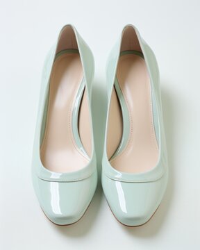 pair of simple light green woman's pump shoes