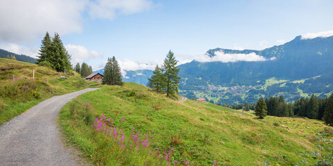 beautiful hiking route from Murren to Grutschalp, Bernese Alps switzerland