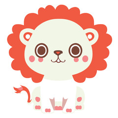 cute baby lion clipart transparent background, vector illustration kawaii