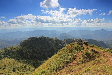 Scenic landscape of Doi Miang and Doi Thong viewpoint. The highest viewpoint in Pai District at Mae Hong Son Province, Thailand