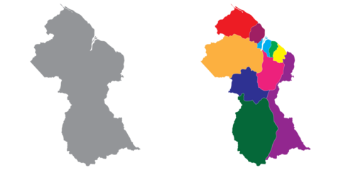 Guyana map. Map of Guyana in set