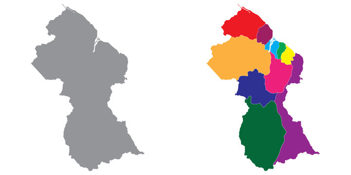 Guyana map. Map of Guyana in set
