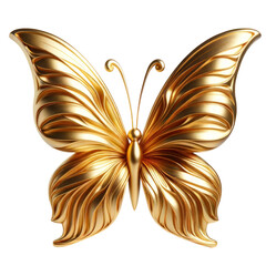Gold butterfly,3D rendering illustration,clipart,png format,isolated on a transparent background.
