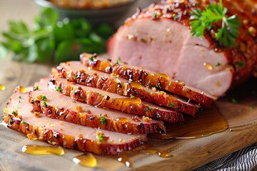 ``Sliced Honey Glazed Ham'' is prepared using a secret recipe that has been passed down from...