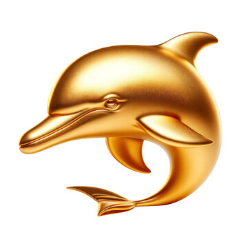 Gold dolphin,3D rendering illustration,clipart,png format,isolated on a transparent background.