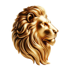 Gold Lion head only,3D rendering illustration,clipart,png format,isolated on a transparent background.