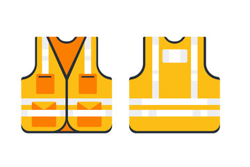 Realistic reflective vest. Safety jacket. Security and worker uniform wear. Vector illustration