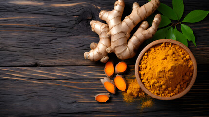 Aromatic turmeric powder and raw roots