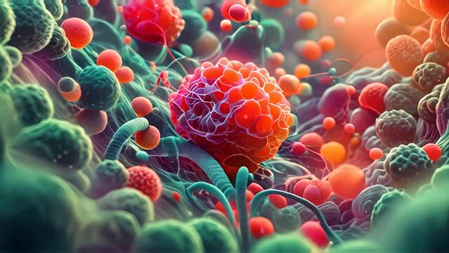 conceptual Representation of Cancer or malignant cells how it spreads in healthy tissues, Representation of cancer cell or tumor and symbolizing propagation of cancer in Healthy Tissue.