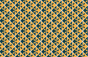 Abstract geometric pattern with flowers. Yellow and green color background.