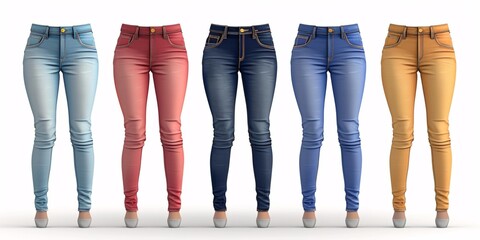 Illustration of traditional Jodhpurs jeans with a standard waist, elevated rise, belt loops, and full length, in white color, for both genders, in a fashion technical drawing. - obrazy, fototapety, plakaty