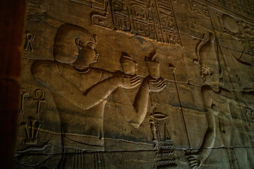 Philae temple complex, an island-based temple complex in the reservoir of the Aswan Low Dam, downstream of the Aswan Dam and Lake Nasser, Egypt