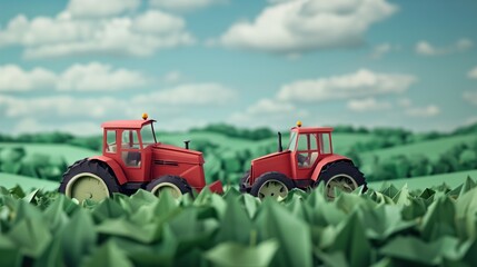 Tractors in the field. Generative AI