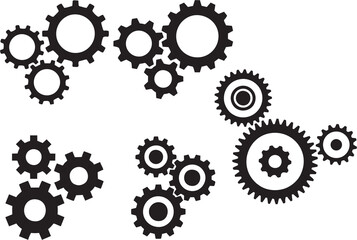 Gears interlinked. Dependent Relationship of Stakeholders, symbolic illustrations. Inter dependent Partnership and Team Work. High quality illustration cogwheel.