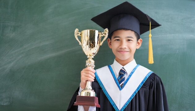 a child has graduated from school and is happy to have received satisfactory grades