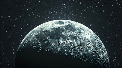 Moon and Space , realistic image of the moon glowing in the night sky, Generative AI