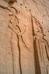 Philae temple complex, an island-based temple complex in the reservoir of the Aswan Low Dam, downstream of the Aswan Dam and Lake Nasser, Egypt