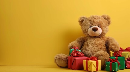 teddy bear with gifts