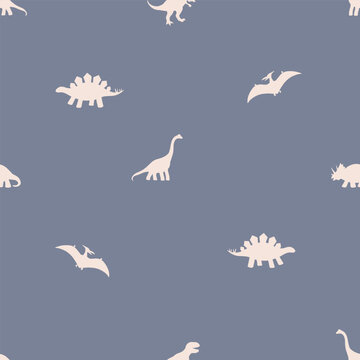 Dinosaurs Seamless Vector Pattern, silhouette Dinosaurs Kids Seamless Repeat Design, textile scrapbook