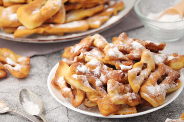 Angel wings, traditional sweet crisp pastry	