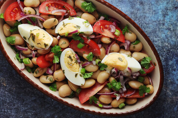 A bowl with Piyaz salad - traditional dish of Turkey