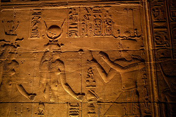 Philae temple complex, an island-based temple complex in the reservoir of the Aswan Low Dam, downstream of the Aswan Dam and Lake Nasser, Egypt