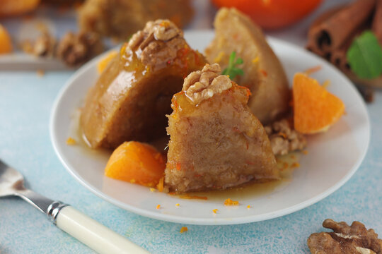 Mandarin halva dessert, traditional Greek dessert	