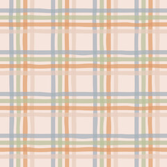 Soft pastel colors plaid seamless vector pattern, textile, scrapbook, packaging, baby and kids 