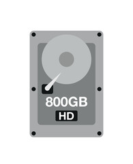 Fototapeta premium 800 GB HD. Vector hard drive data storage, technology and backup concept isolated on white background