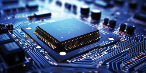 Technological Marvel: The Blue Circuitry Symphony of Microprocessors