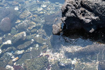 high-angle of the seawater at the seaside