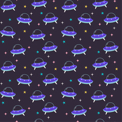 Childish seamless pattern space elements vector