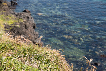 High-angle view of the seawater from the cliff