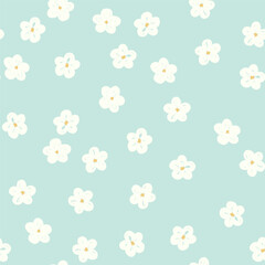 White spring flowers on a green background vector illustration. Design for wallpaper, posters, banners, cards, print, web and packaging.