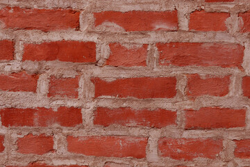 Brick wall with broken and old bricks texture.