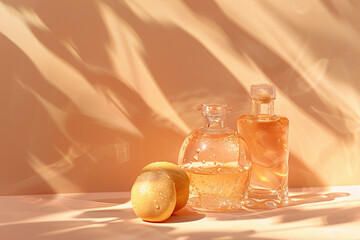 peach colored glass cosmetic bottles