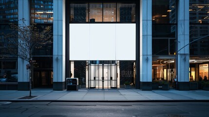 A mockup of a white background billboard on a building with a clipping path