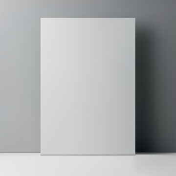 Blank white interior room with empty white canvas