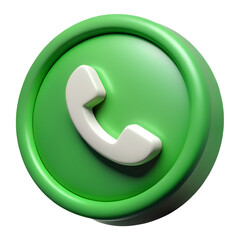 3d phone in green button circle isolated on transparent background