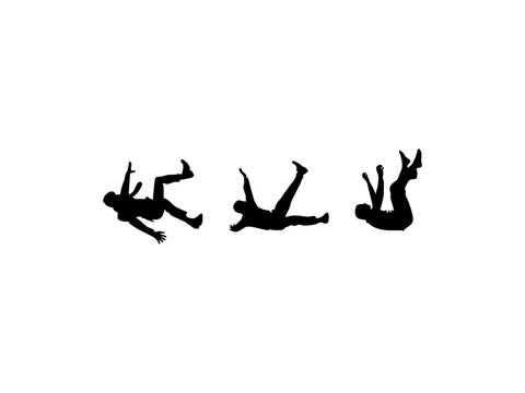 Set of falling people silhouettes in various poses. Good use for symbols, logos, mascots, icons, signs, or any design you want.