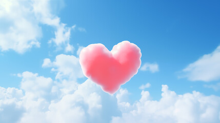 Picture of heart shaped clouds in blue sky
