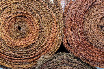 Copper, copper parts, spirals and meshes.