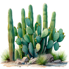 watercolor cactus in the desert