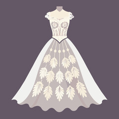 A vintage-inspired wedding dress with intricate lace. vektor illustation