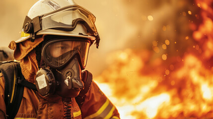 A dedicated volunteer firefighter in full gear tackles a training blaze, showcasing the intensity and preparation for real-life emergencies