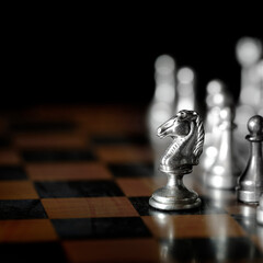 Pieces on chess board for playing game and strategy