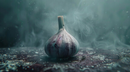 Still life of a solitary garlic
