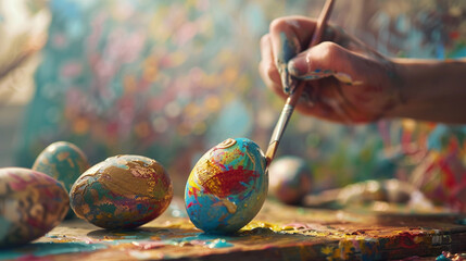 A person painting an easter egg - Powered by Adobe